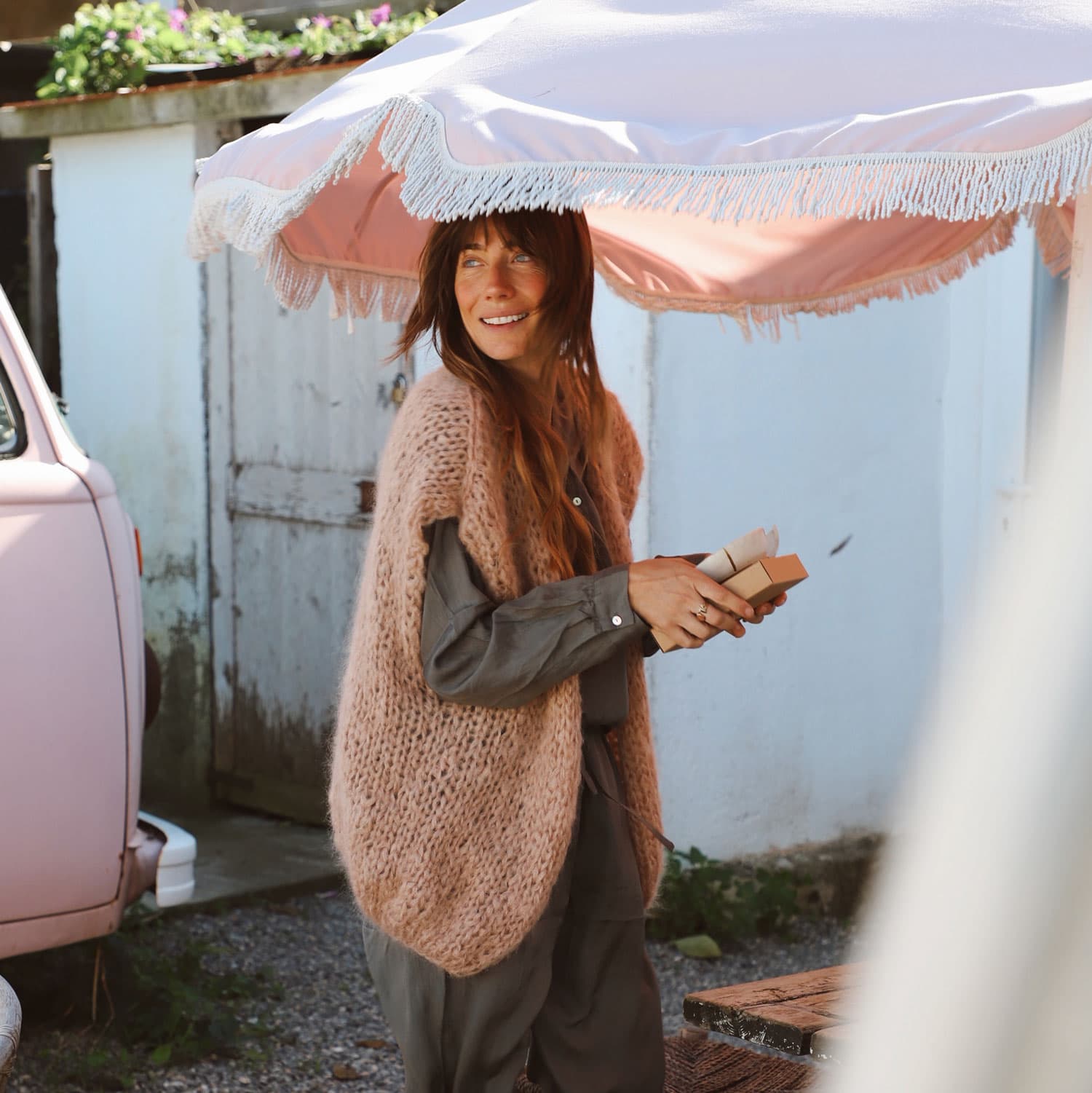 Francy Gilet - Women - MO Mohair - S054 Nude Brown