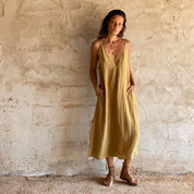 Gisele Dress - Women - HS Habotai Silk 40 - S050 Antique Bronze - n°74 E - Shop - 7400000137002