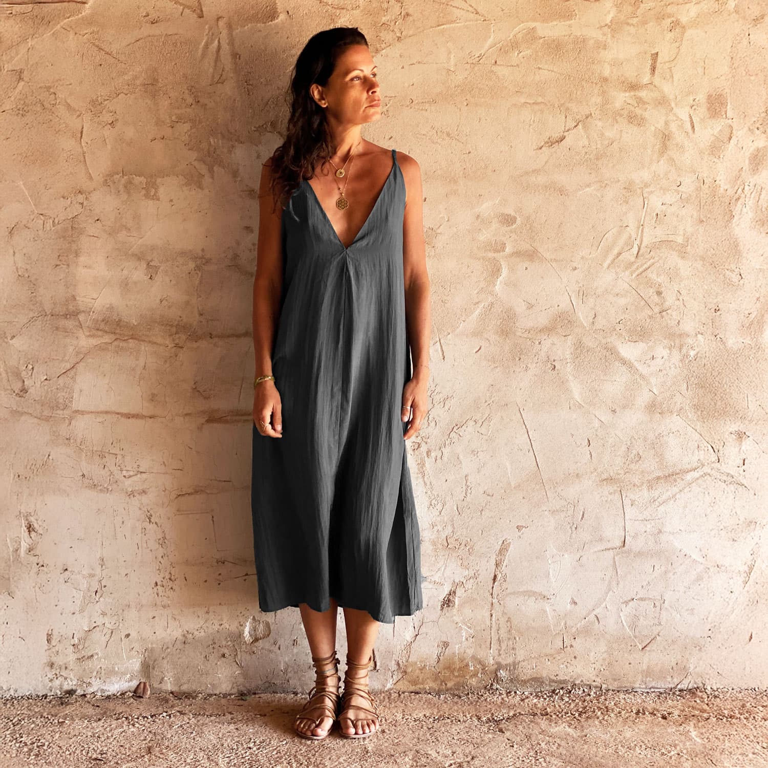 Gisele Dress - Women - HS Habotai Silk 40 - S045 Stone Grey