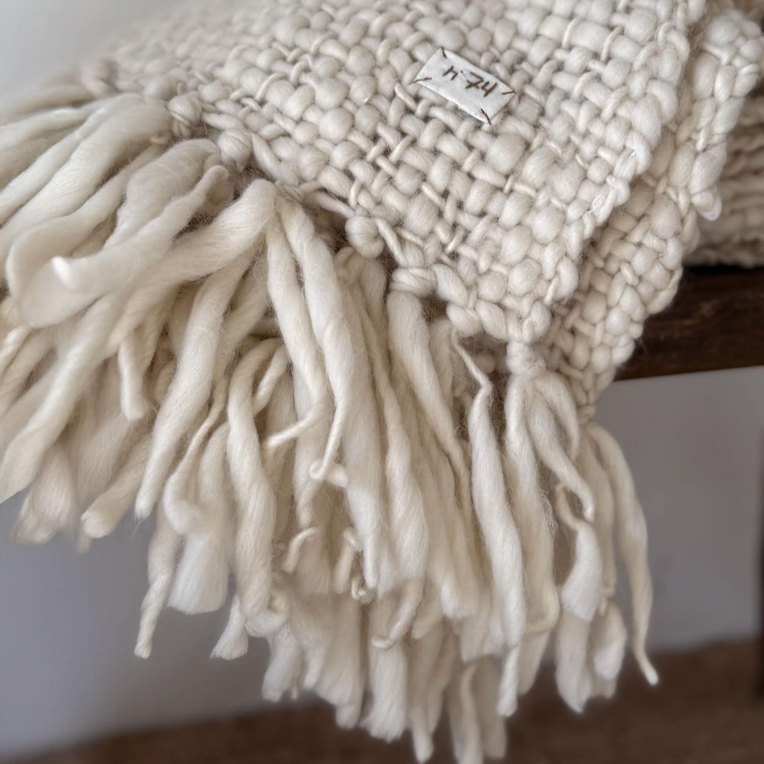 Handwoven Chunky Blanket  - WO Wool - S000 Natural