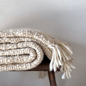 Handwoven Chunky Blanket  - WO Wool - S000 Natural