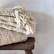 Handwoven Chunky Blanket  - WO Wool - S000 Natural
