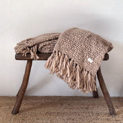 Handwoven Chunky Blanket  - WO Wool - S061 Truffle