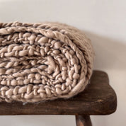 Handwoven Chunky Blanket  - WO Wool - S061 Truffle