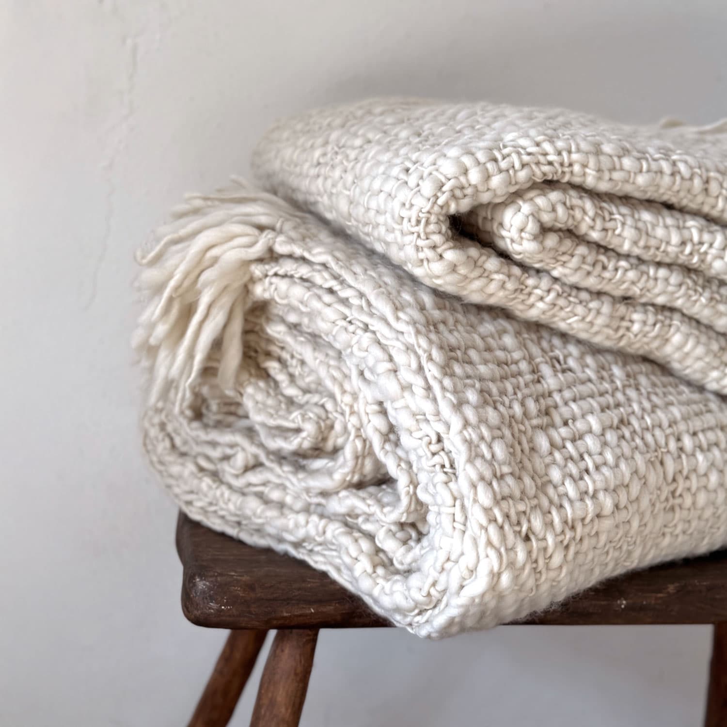 Handwoven Chunky Blanket - WO Wool - S000 Natural - n°74 E - Shop - 7400000137547