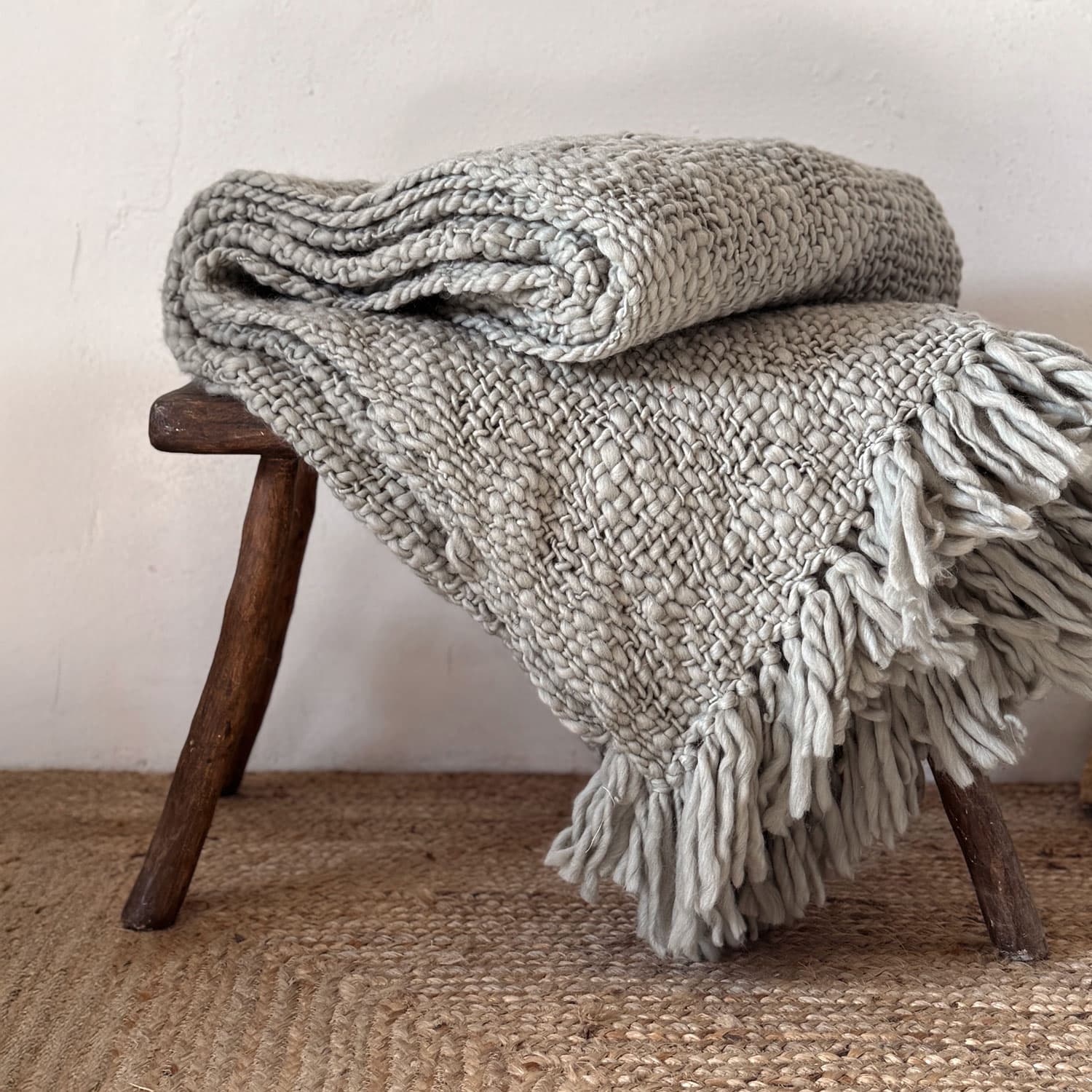 Handwoven Chunky Blanket - WO Wool - S049 Sage Green - n°74 E - Shop - 7400000137545