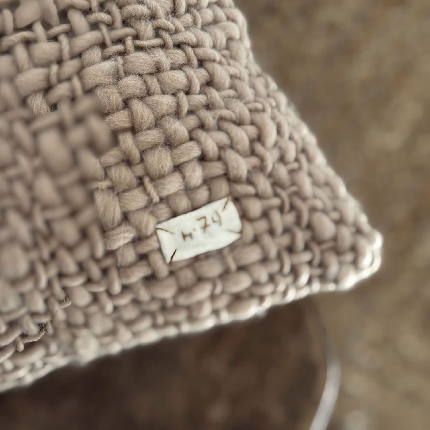 Handwoven Chunky Cushion - WO Wool - S061 Truffle - Square