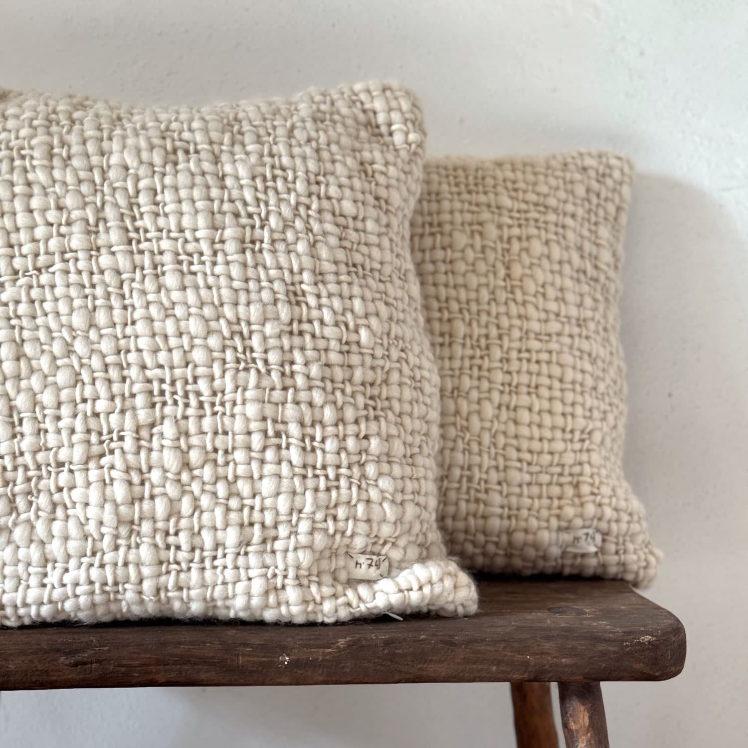 Handwoven Chunky Cushion - WO Wool - S000 Natural - Square