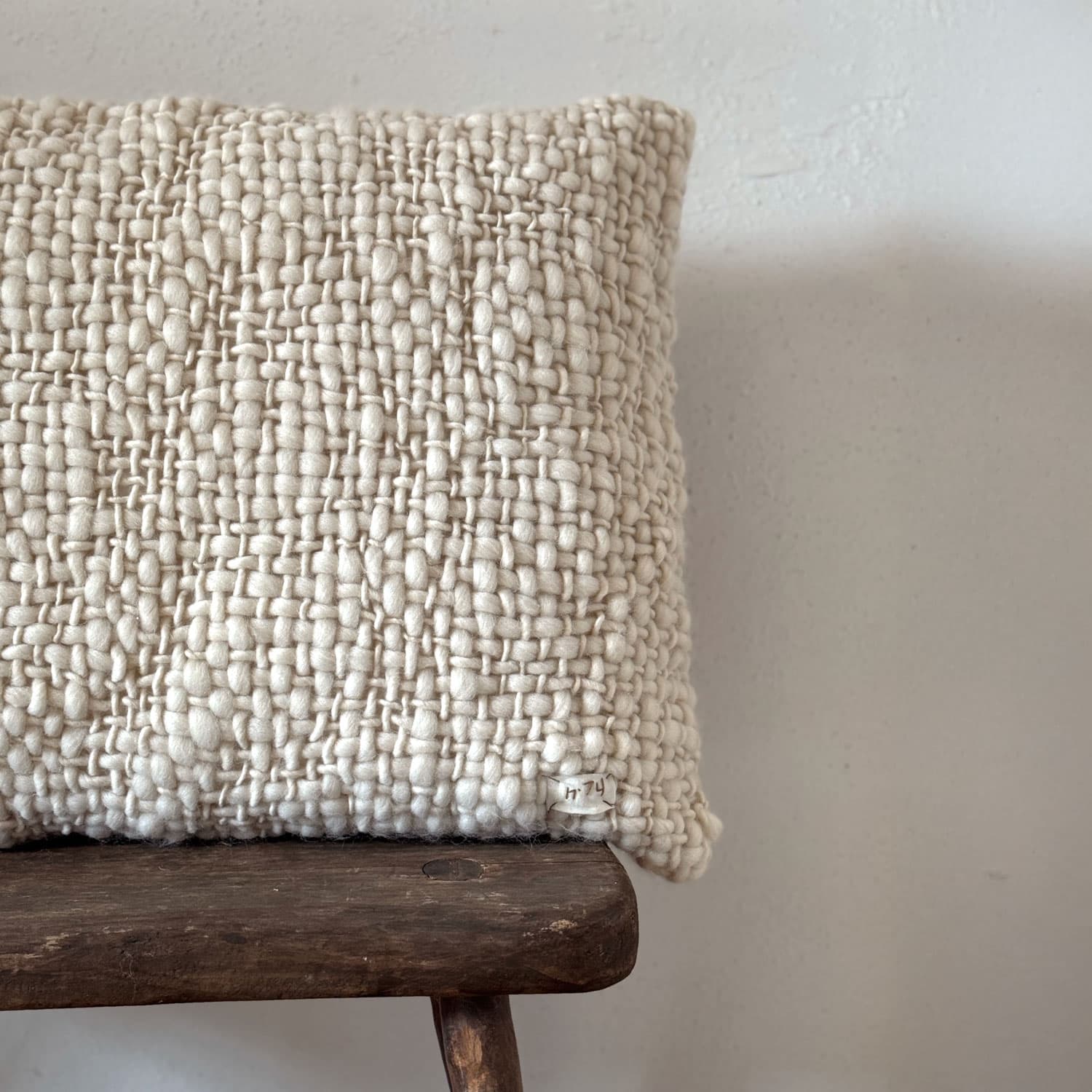 Handwoven Chunky Cushion - WO Wool - S000 Natural - Rectangle - n°74 E - Shop - 