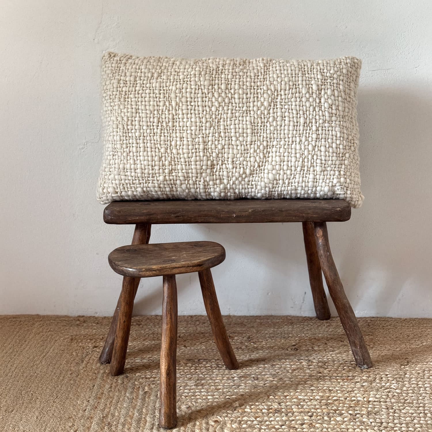 Handwoven Chunky Cushion - WO Wool - S000 Natural - Rectangle - n°74 E - Shop - 
