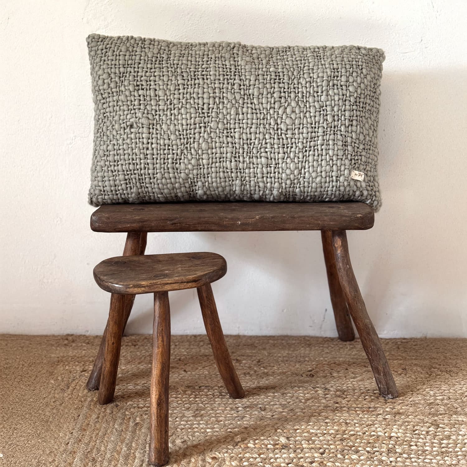 Handwoven Chunky Cushion - WO Wool - S049 Sage Green - Rectangle - n°74 E - Shop - 
