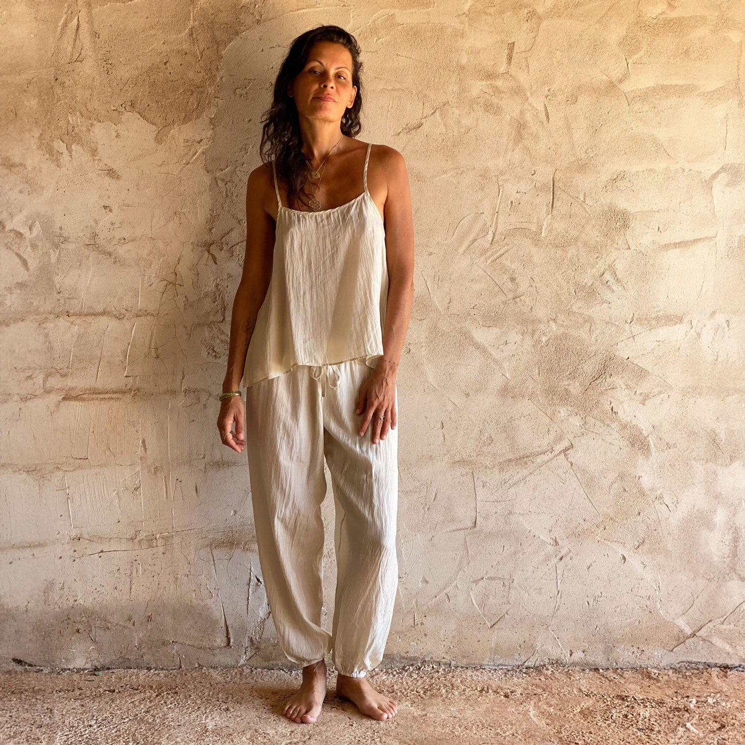 Joe Pants - Women - HS Habotai Silk 40 - S000 Natural - n°74 E - Shop - 7400000136657