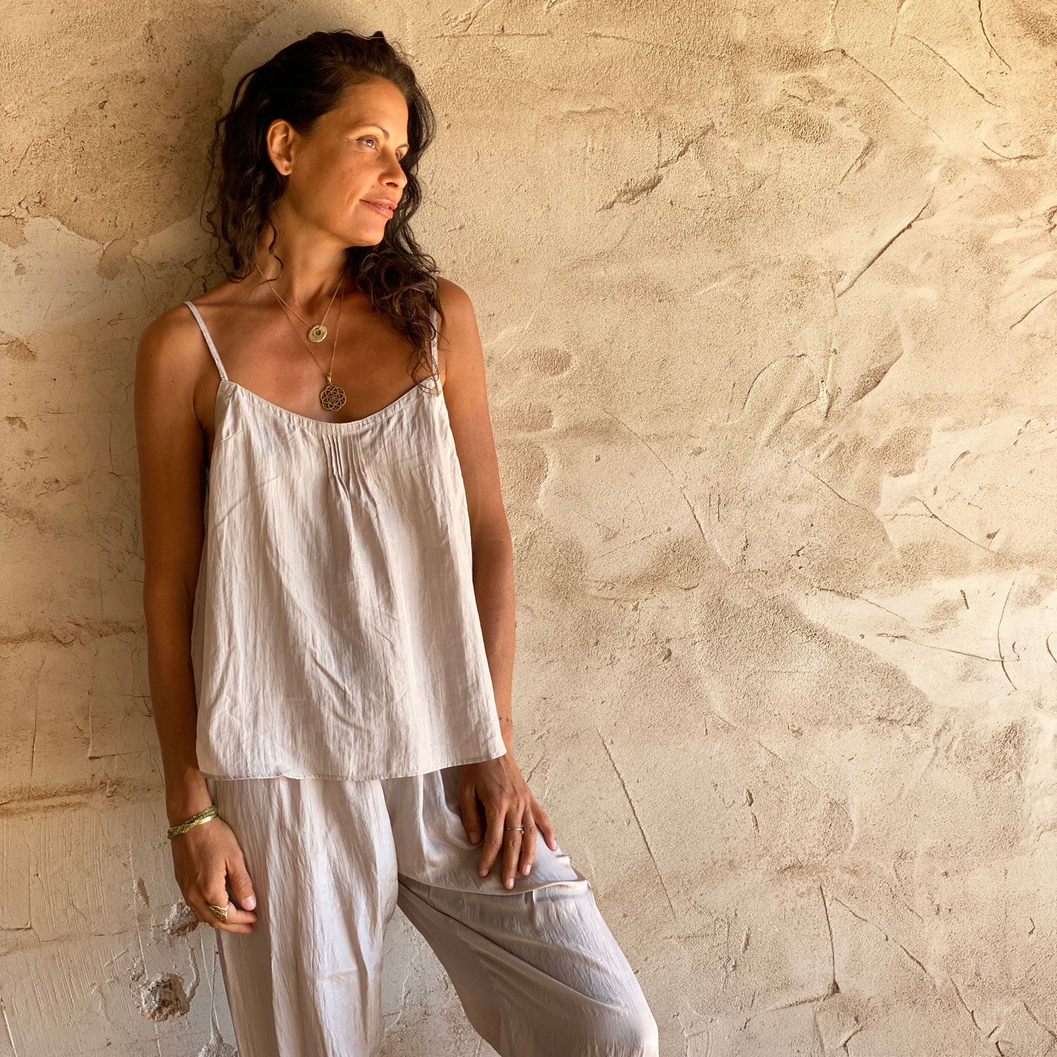 Joe Pants - Women - HS Habotai Silk 40 - S018 Powder - n°74 E - Shop - 7400000136659