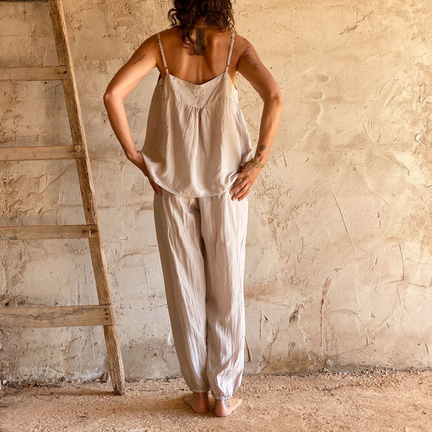 Joe Pants - Women - HS Habotai Silk 40 - S018 Powder - n°74 E - Shop - 7400000136659