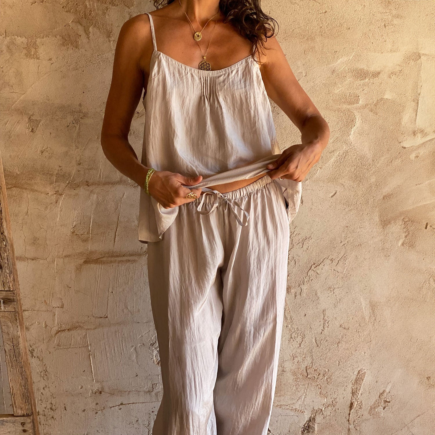 Joe Pants - Women - HS Habotai Silk 40 - S018 Powder - n°74 E - Shop - 7400000136659