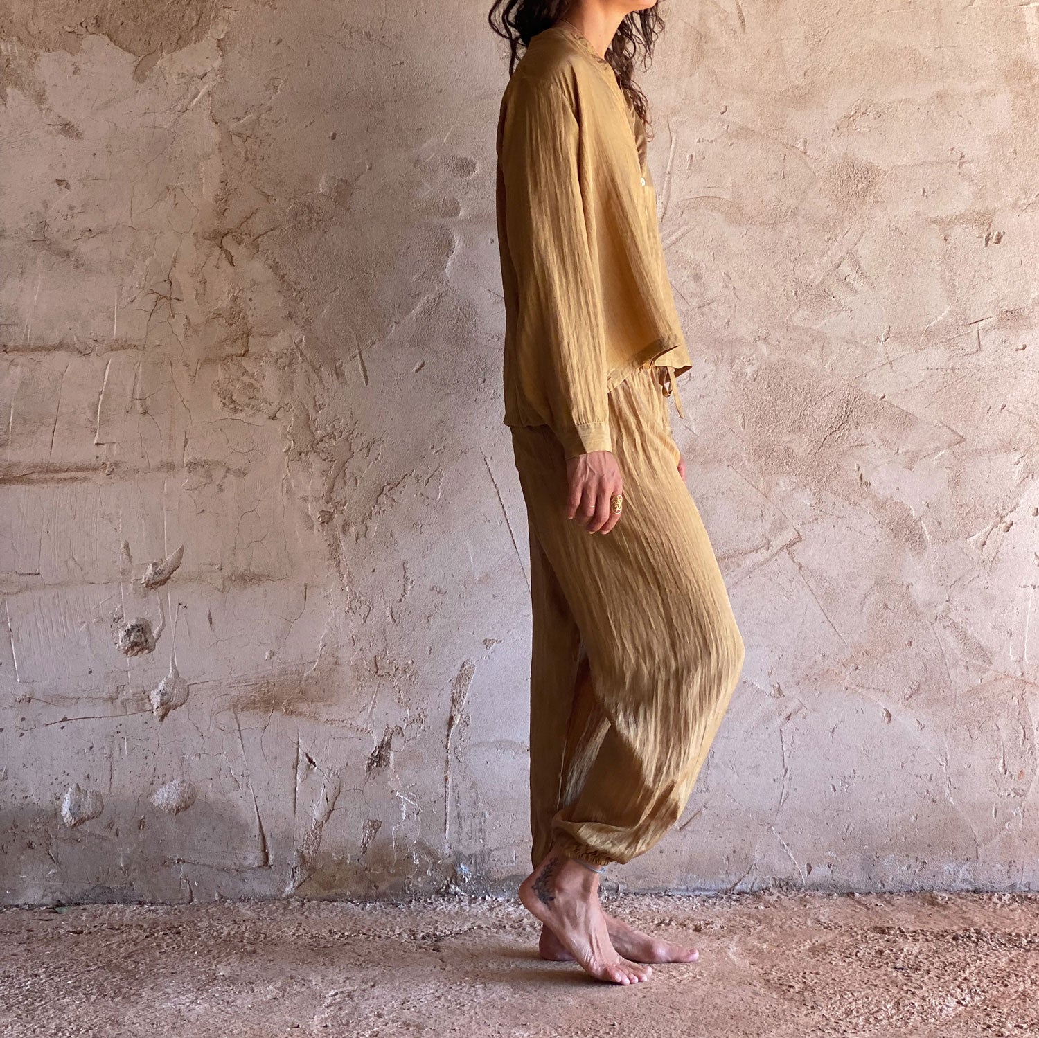 Joe Pants - Women - HS Habotai Silk 40 - S050 Antique Bronze - n°74 E - Shop - 7400000136661