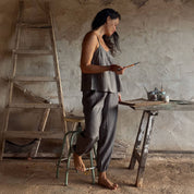 Joe Pants - Women - HS Habotai Silk 40 - S045 Stone Grey