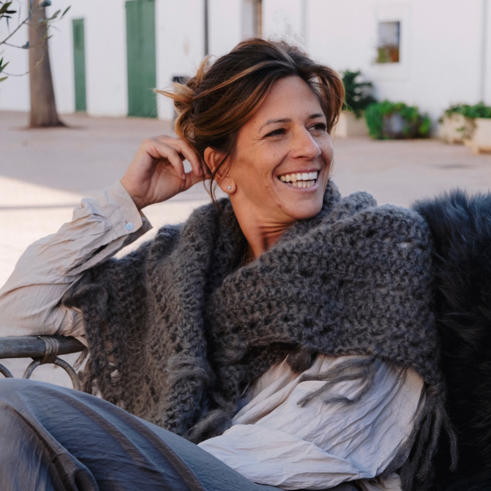 Juliana Crochet Shawl - Women - MO Mohair - S045 Stone Grey - n°74 E - Shop - 7400000137656