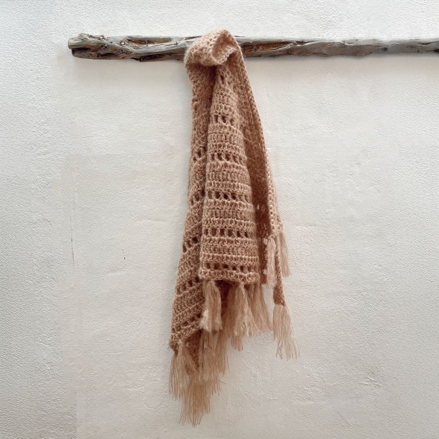 Juliana Crochet Shawl - Women - MO Mohair - S054 Nude Brown