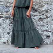 Julieta Long Skirt  - Women - CC Cotton Cambric - S021 Dark Green Grey