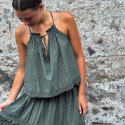 Julieta Top - Women - CC Cotton Cambric - S021 Dark Green Grey - n°74 E - Shop - 7400000137441