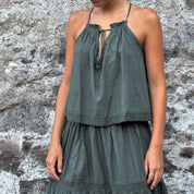 Julieta Top - Women - CC Cotton Cambric - S021 Dark Green Grey - n°74 E - Shop - 7400000137441