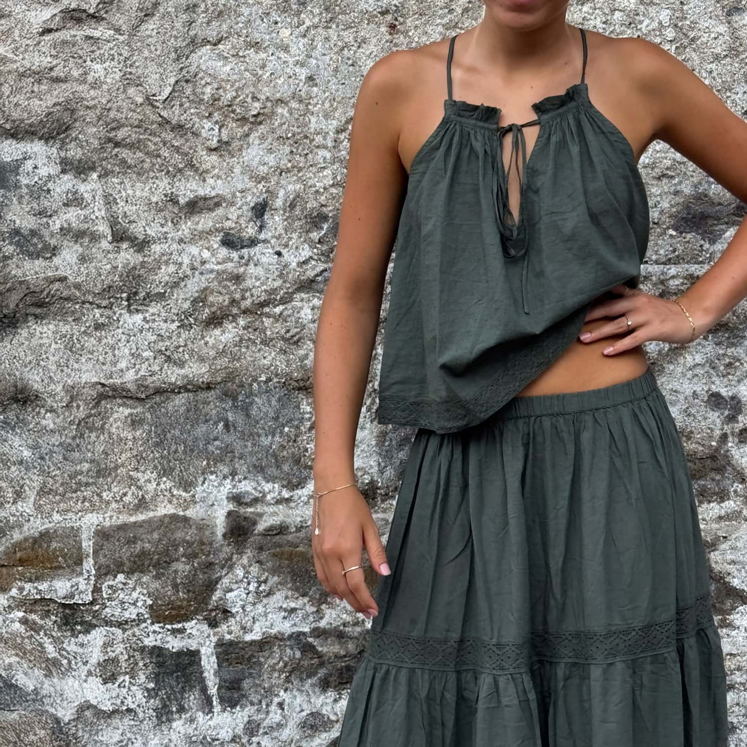 Julieta Top - Women - CC Cotton Cambric - S021 Dark Green Grey - n°74 E - Shop - 7400000137441