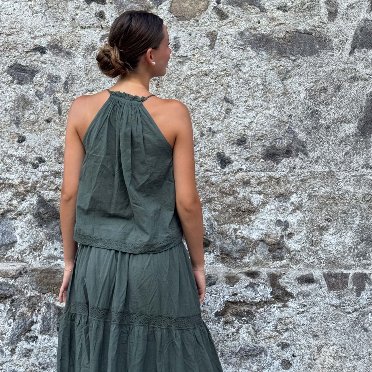 Julieta Top - Women - CC Cotton Cambric - S021 Dark Green Grey - n°74 E - Shop - 7400000137441