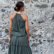 Julieta Top - Women - CC Cotton Cambric - S021 Dark Green Grey - n°74 E - Shop - 7400000137441