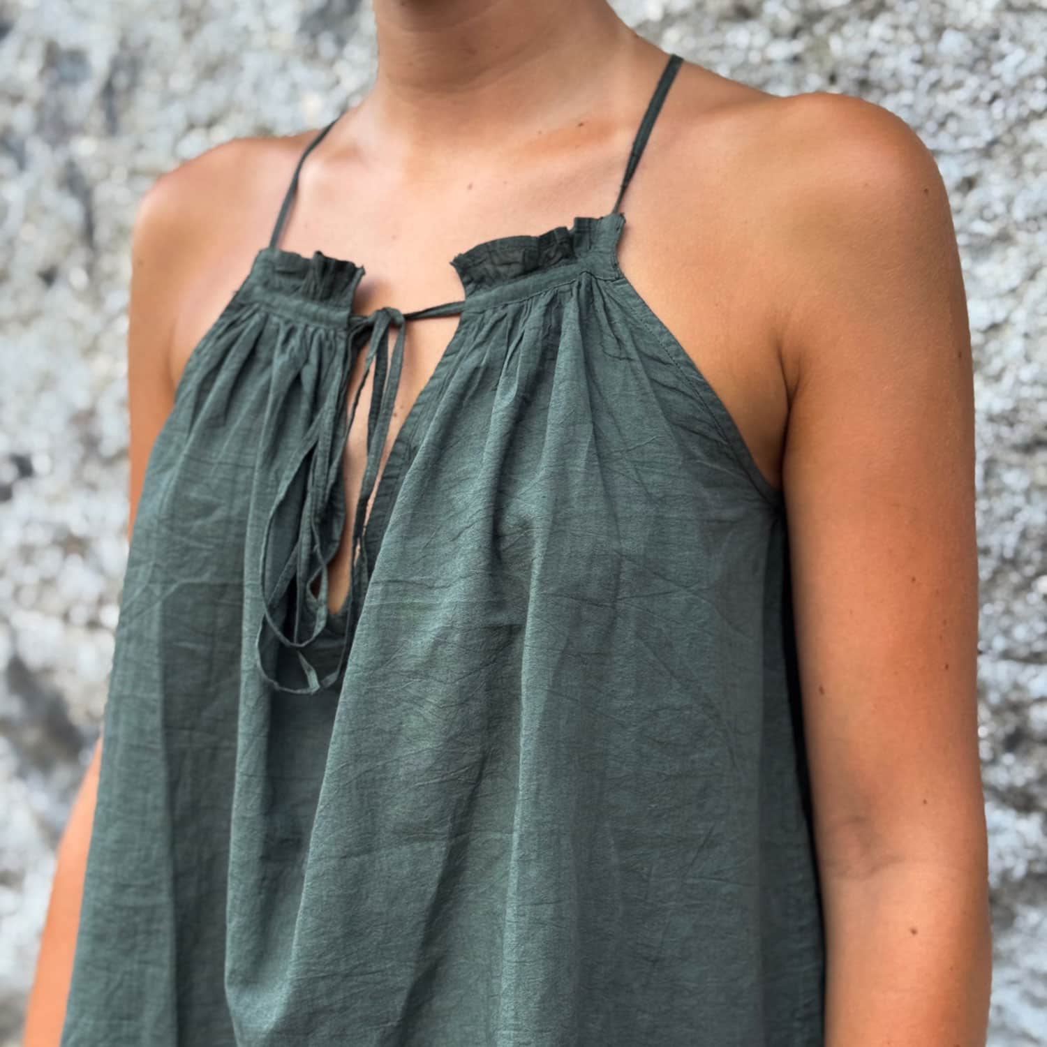 Julieta Top - Women - CC Cotton Cambric - S021 Dark Green Grey - n°74 E - Shop - 7400000137441