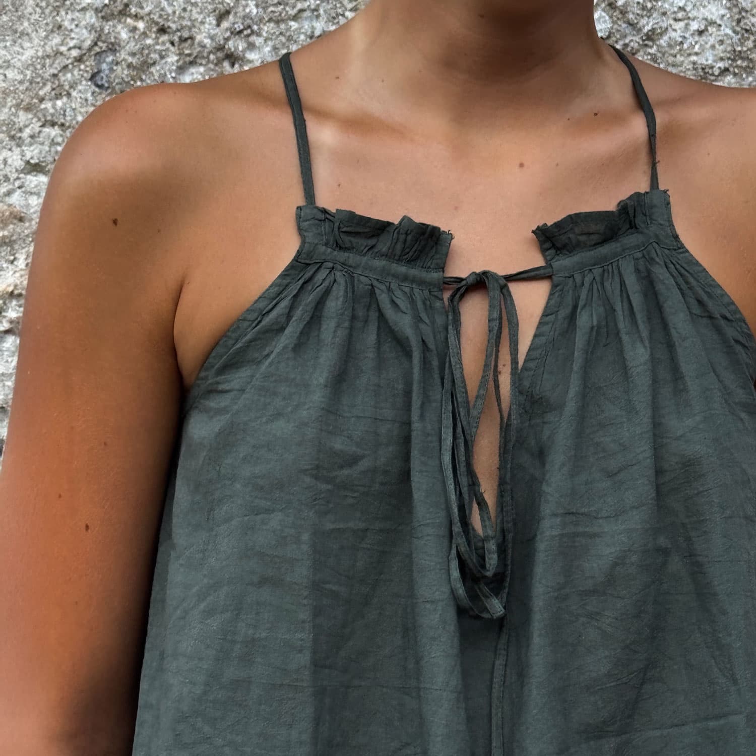 Julieta Top - Women - CC Cotton Cambric - S021 Dark Green Grey - n°74 E - Shop - 7400000137441