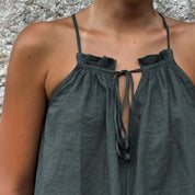 Julieta Top - Women - CC Cotton Cambric - S021 Dark Green Grey - n°74 E - Shop - 7400000137441