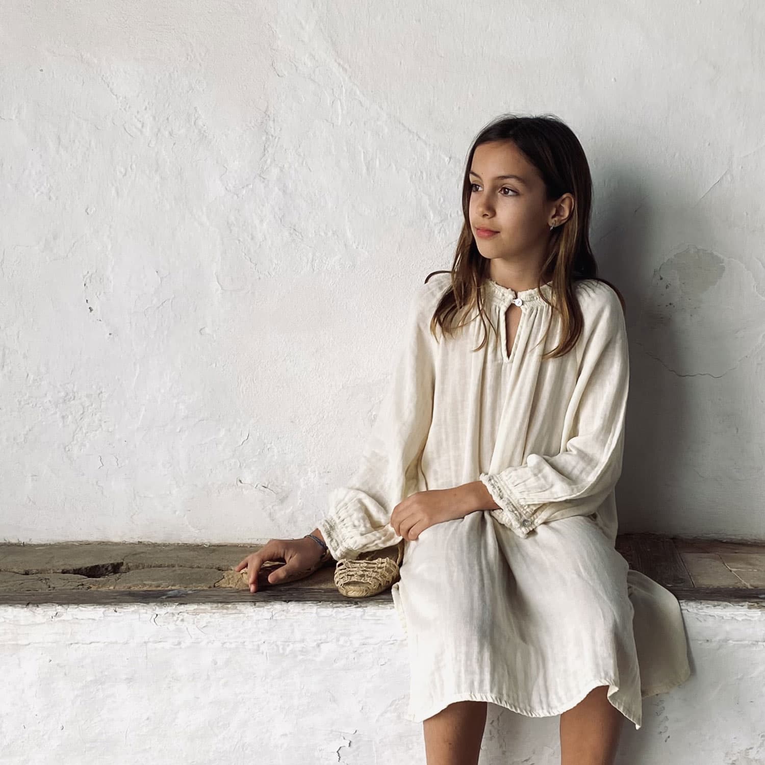 Lina Long Dress - Kids - DS Double Saloo - S000 Natural - n°74 E - Shop - 7400000136788