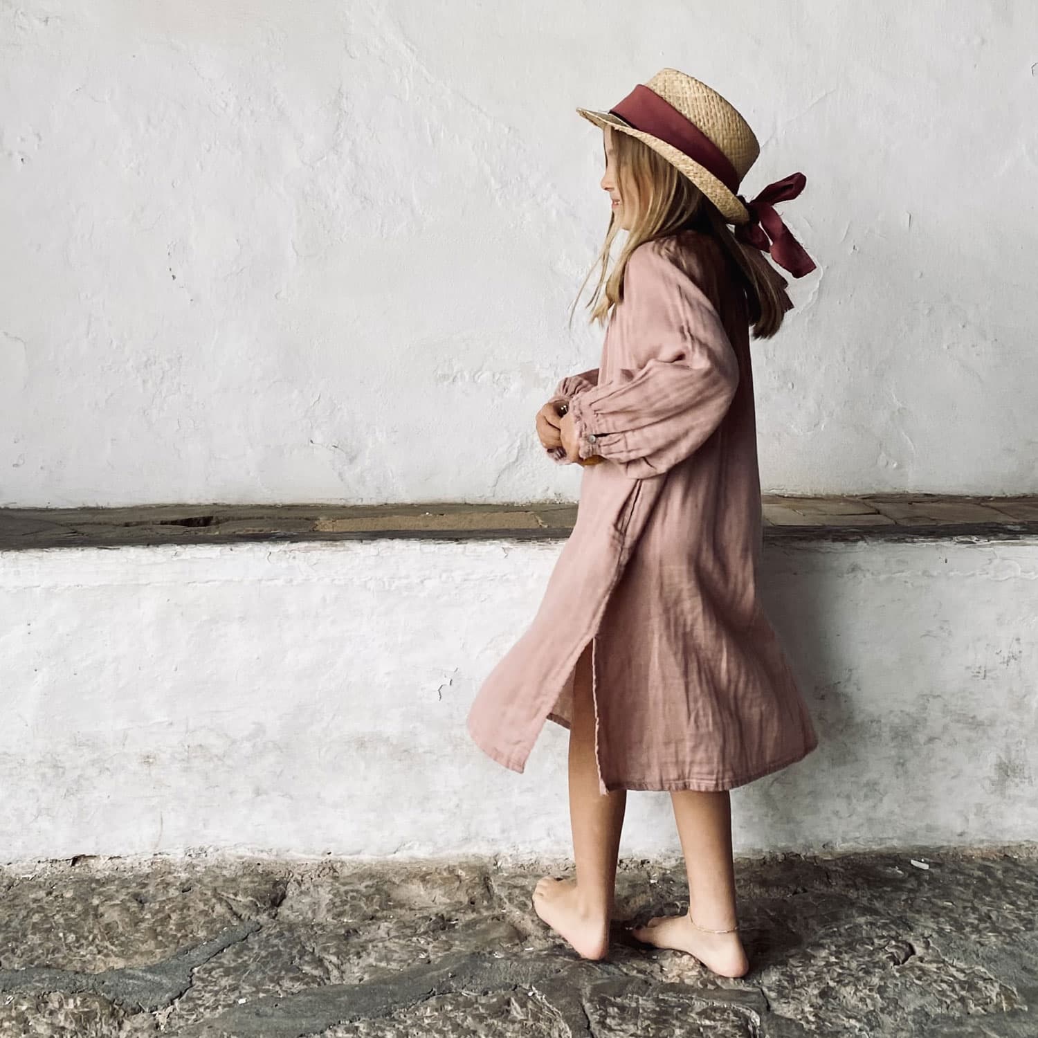 Lina Long Dress - Kids - DS Double Saloo - S007 Dusty Pink - n°74 E - Shop - 7400000136792