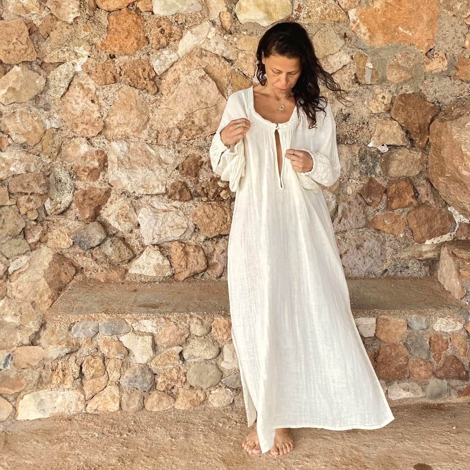 Lina Long Dress - Women - DS Double Saloo - S000 Natural n74 E-Shop Lina Long Dress - Women - DS Double Saloo - S000 Natural n74 E-Shop