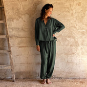 Lisa Shirt - Women - HS Habotai Silk 40 - S021 Dark Green Grey - n°74 E - Shop - 7400000136836