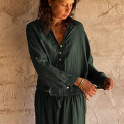 Lisa Shirt - Women - HS Habotai Silk 40 - S021 Dark Green Grey - n°74 E - Shop - 7400000136836