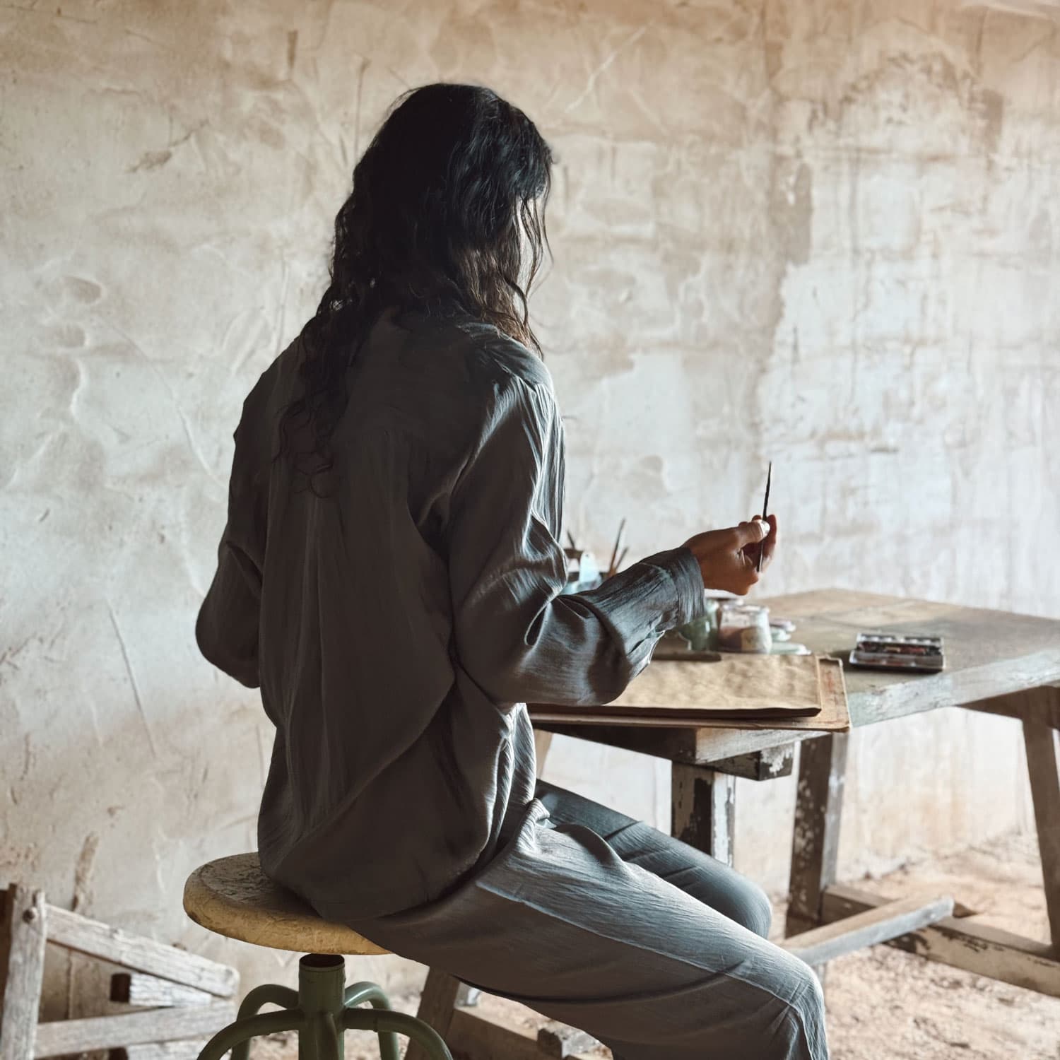 Lisa Shirt - Women - HS Habotai Silk 40 - S045 Stone Grey