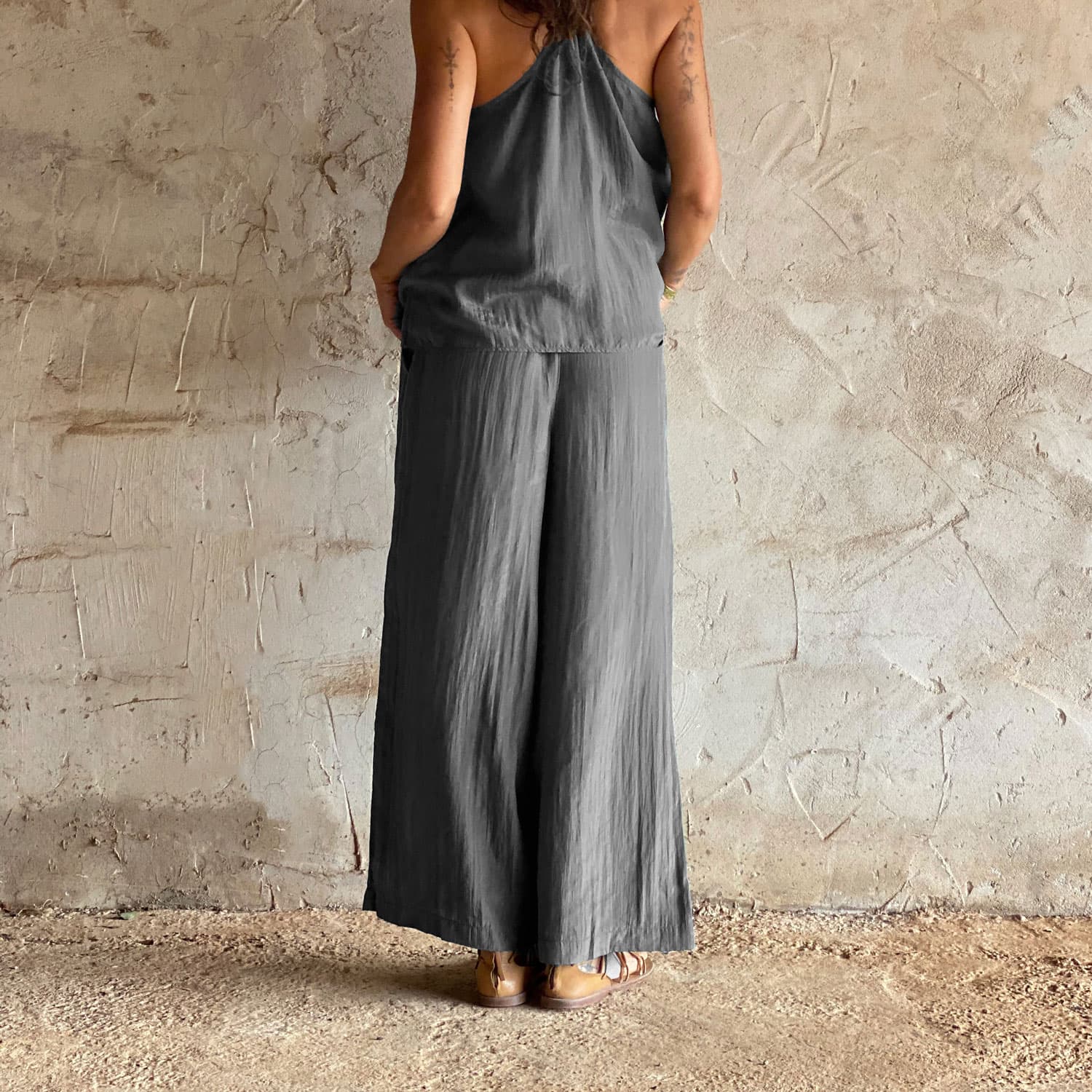 Maya Pants - Women - HS Habotai Silk 40 - S045 Stone Grey