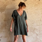 Mellina Short Dress - Women - HS Habotai Silk - S021 Dark Grey - n°74 E - Shop - 7400000136831