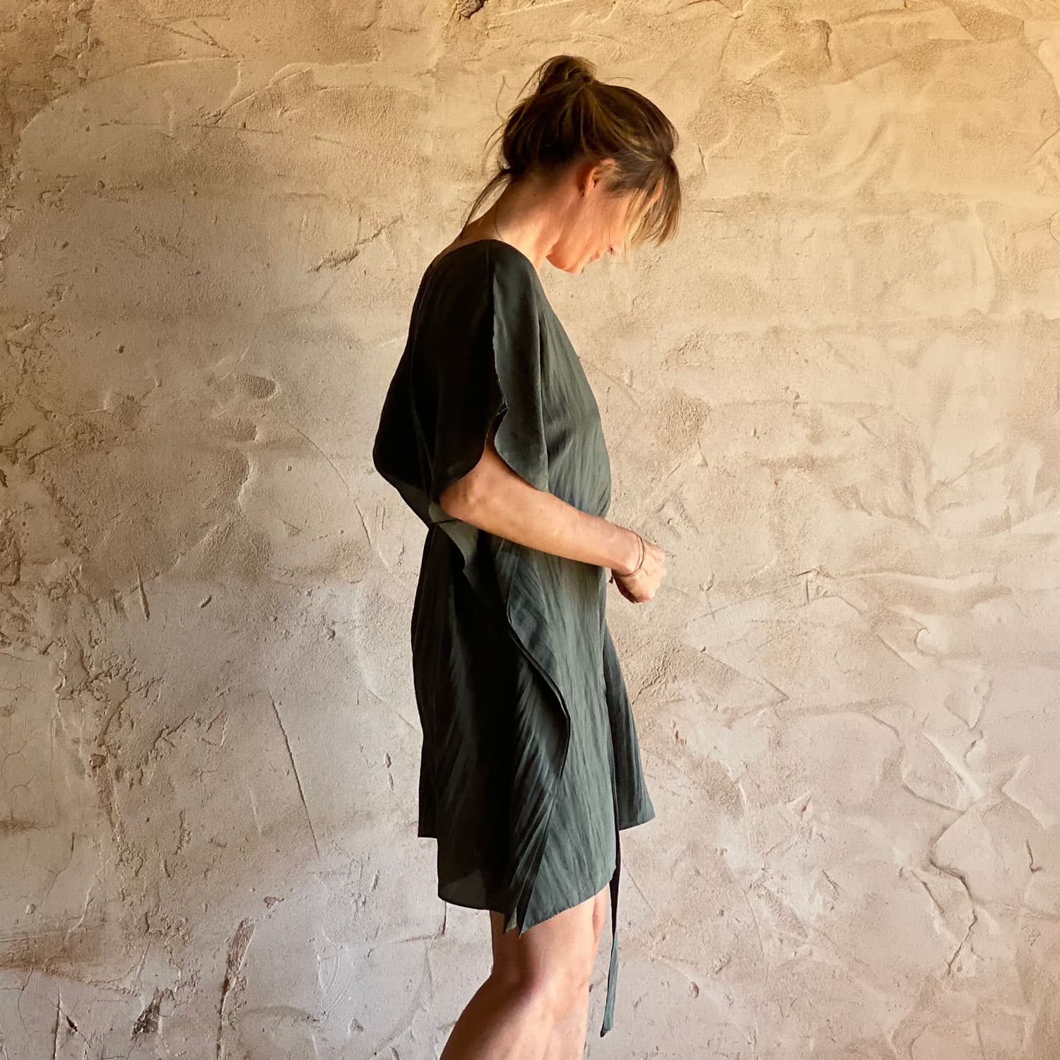 Mellina Short Dress - Women - HS Habotai Silk - S021 Dark Grey - n°74 E - Shop - 7400000136831