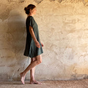 Mellina Short Dress - Women - HS Habotai Silk - S021 Dark Grey - n°74 E - Shop - 7400000136831