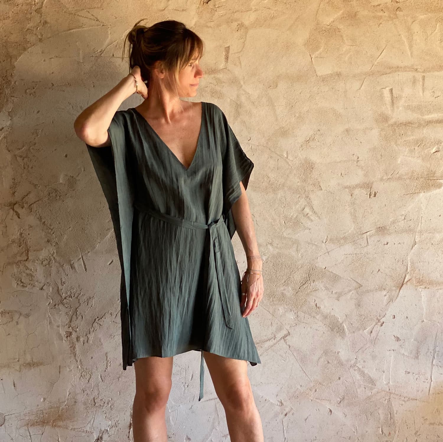 Mellina Short Dress - Women - HS Habotai Silk - S021 Dark Grey - n°74 E - Shop - 7400000136831