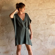 Mellina Short Dress - Women - HS Habotai Silk - S021 Dark Grey - n°74 E - Shop - 7400000136831