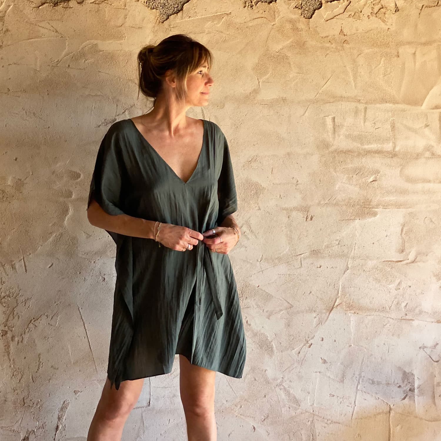 Mellina Short Dress - Women - HS Habotai Silk - S021 Dark Grey - n°74 E - Shop - 7400000136831