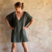 Mellina Short Dress - Women - HS Habotai Silk - S021 Dark Grey - n°74 E - Shop - 7400000136831