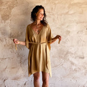 Mellina Short Dress - Women - HS Habotai Silk - S050 Antique Bronze - n°74 E - Shop - 7400000136832