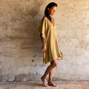 Mellina Short Dress - Women - HS Habotai Silk - S050 Antique Bronze - n°74 E - Shop - 7400000136832