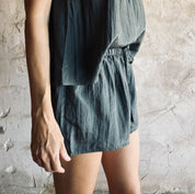 Noa Shorts - Women - HS Habotai Silk 40 - S021 Dark Green Grey - n°74 E - Shop - 7400000136670