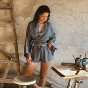 Noa Shorts - Women - HS Habotai Silk 40 - S045 Stone Grey